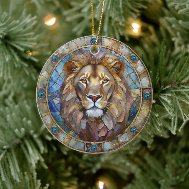 Zodiac - Leo the Lion Keramik Ornament (Baum)