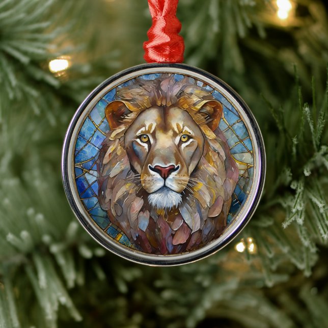 Zodiac - Leo the Lion Ornament Aus Metall (Baum)