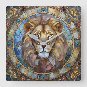 Zodiac - Leo the Lion Quadratische Wanduhr