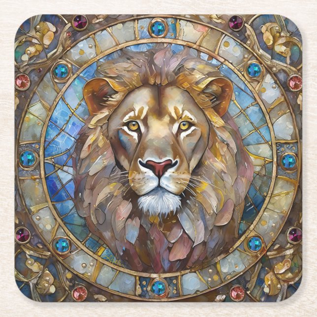 Zodiac - Leo the Lion Rechteckiger Pappuntersetzer (Vorderseite)