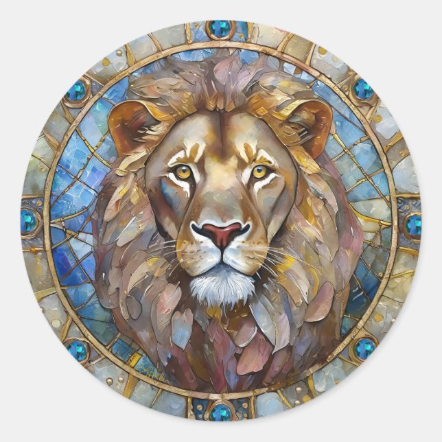 Zodiac - Leo the Lion Runder Aufkleber (Vorderseite)
