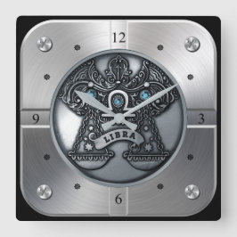 Zodiac ~ Libra ~ Celestial ~ Western Astrologie ~ Quadratische Wanduhr