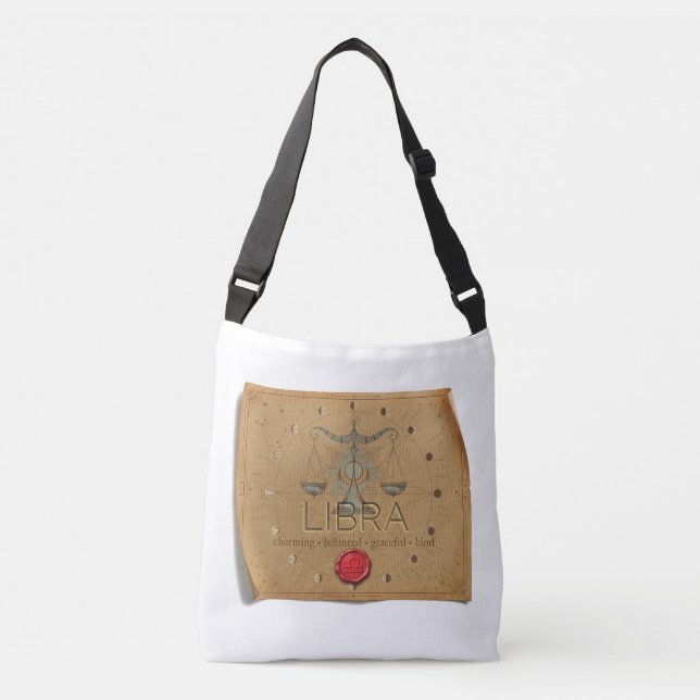 Zodiac - Libra - Cross Body Tote Bag Tragetaschen Mit Langen Trägern (Vorderseite)