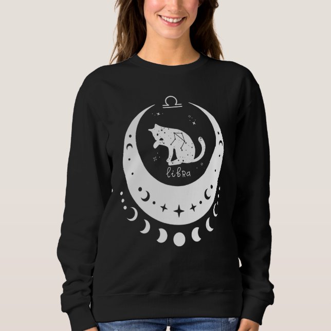 Zodiac Libra Horoscope Astrology Sign Cat Crescent Sweatshirt (Vorderseite)