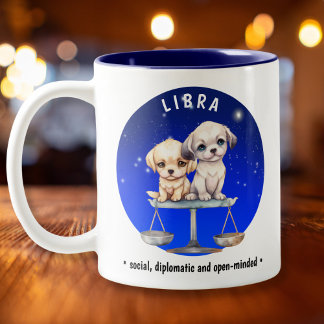 Zodiac Libra Niedlich Watercolor Dog individuelle  Zweifarbige Tasse