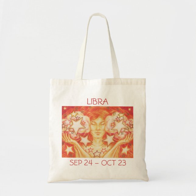 Zodiac Libra Tote Text Tragetasche (Vorne)
