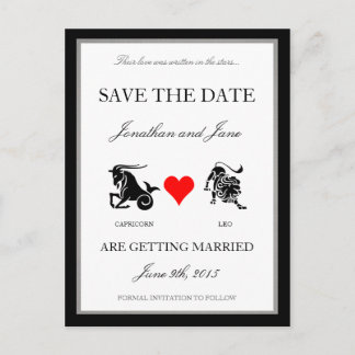 Zodiac-Liebe Save the Date (Capricorn/Leo) Ankündigungspostkarte