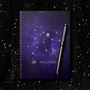 Zodiac Lila Aquarius Astrologie Horoskop Notizblock