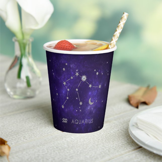 Zodiac Lila Aquarius | Astrologie Horoskop Pappbecher (In Situ)