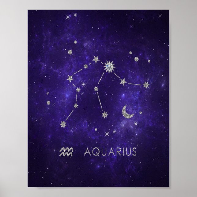 Zodiac Lila Aquarius | Astrologie Horoskop Poster (Vorne)