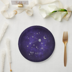 Zodiac Lila Aries   Kosmisches Astrologie Horoskop Pappteller