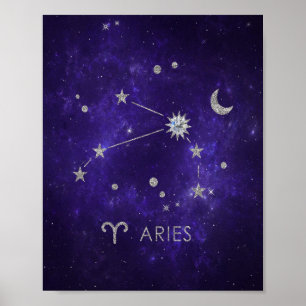 Zodiac Lila Aries   Kosmisches Astrologie Horoskop Poster