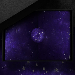 Zodiac Lila Aries   Kosmisches Astrologie Horoskop Runder Aufkleber