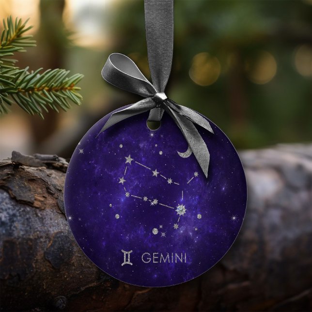 Zodiac Lila Gemini | Kosmisches Astrologie Horosko Keramik Ornament (Von Creator hochgeladen)