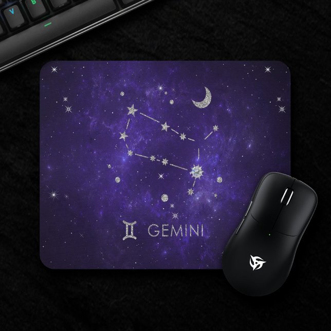 Zodiac Lila Gemini | Kosmisches Astrologie Horosko Mousepad (Von Creator hochgeladen)