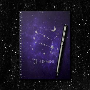 Zodiac Lila Gemini   Kosmisches Astrologie Horosko Notizblock