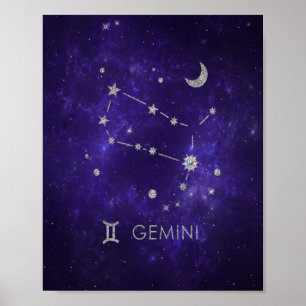 Zodiac Lila Gemini   Kosmisches Astrologie Horosko Poster