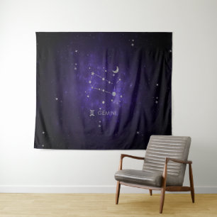 Zodiac Lila Gemini Kosmisches Astrologie Horosko Wandteppich