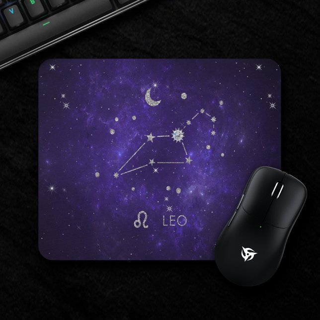 Zodiac Lila Leo | Kosmisches Astrologie Horoskop Mousepad (Von Creator hochgeladen)