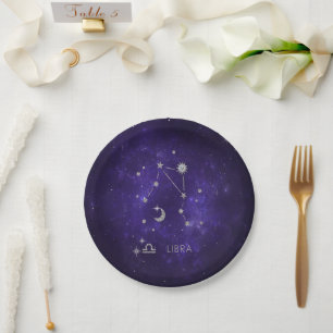 Zodiac Lila Libra   Kosmisches Astrologie Horoskop Pappteller