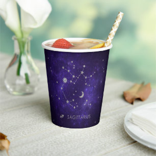 Zodiac Lila Sagittarius Astrologie Horoskop Pappbecher