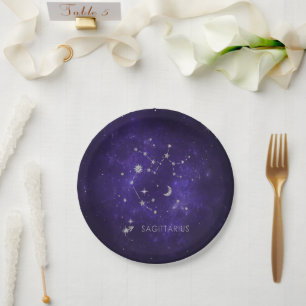 Zodiac Lila Sagittarius   Astrologie Horoskop Pappteller
