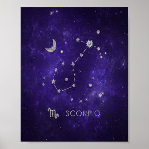Zodiac Lila Scorpio   Kosmisches Astrologie Horosk Poster