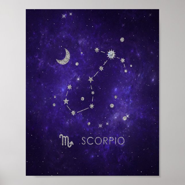 Zodiac Lila Scorpio | Kosmisches Astrologie Horosk Poster (Vorne)