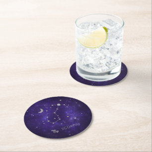 Zodiac Lila Scorpio Kosmisches Astrologie Horosk Runder Pappuntersetzer