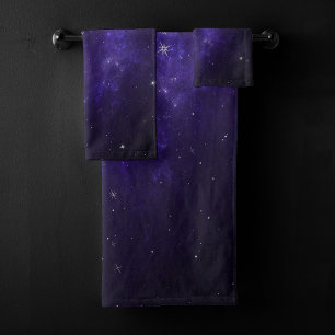 Zodiac Lila Stars   Kosmisches Astrologie Horoskop Badhandtuch Set
