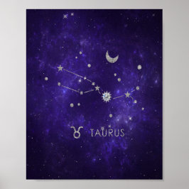 Zodiac Lila Taurus | Kosmisches Astrologie Horosko Poster