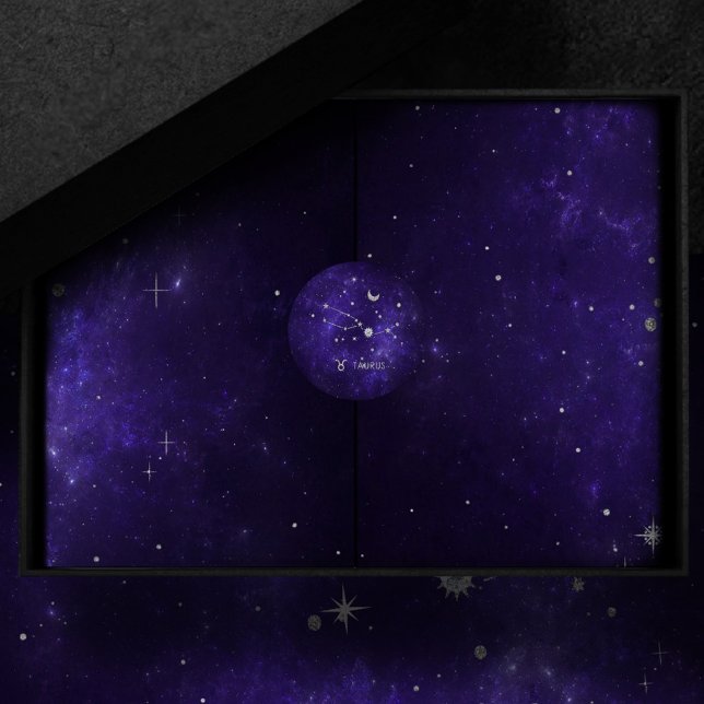 Zodiac Lila Taurus | Kosmisches Astrologie Horosko Runder Aufkleber (Von Creator hochgeladen)