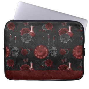 Zodiac Magic Crimson Henna Red Gothic Skull Rose Laptopschutzhülle