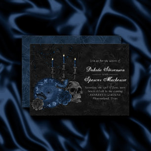 Zodiac Magic   Dark Navy Blue Gothull Rose Einladung