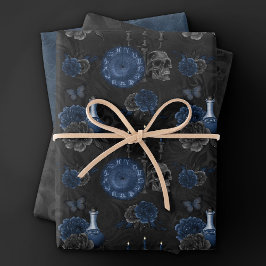 Zodiac Magic | Dark Navy Blue Gothull Rose Geschenkpapier Set