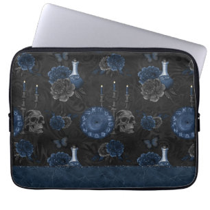 Zodiac Magic Dark Navy Blue Gothull Rose Laptopschutzhülle