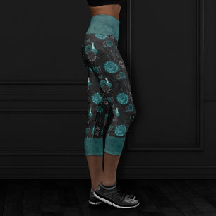 Zodiac Magic Dunkelgrüne, Aquamarine Rose des Sc Capri Leggings