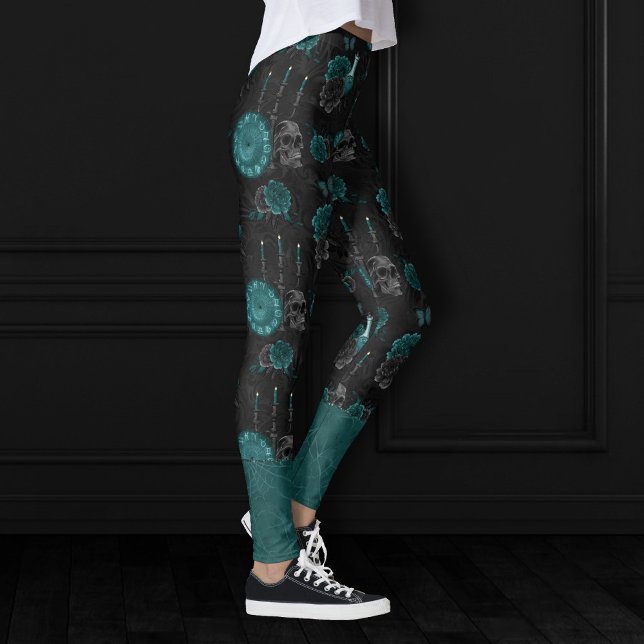Zodiac Magic | Dunkelgrüne, Aquamarine Rose des Sc Leggings (Von Creator hochgeladen)