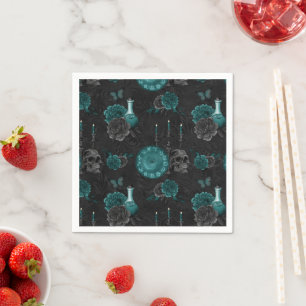 Zodiac Magic Dunkelgrüne, Aquamarine Rose des Sc Serviette