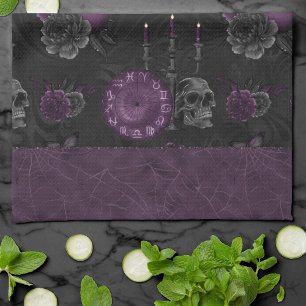 Zodiac Magic   Dunkle Lila Pflaumengotik Rose Geschirrtuch