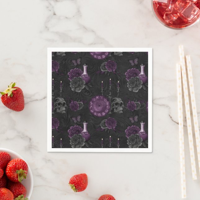 Zodiac Magic | Dunkle Lila Pflaumengotik Rose Serviette (Beispiel)