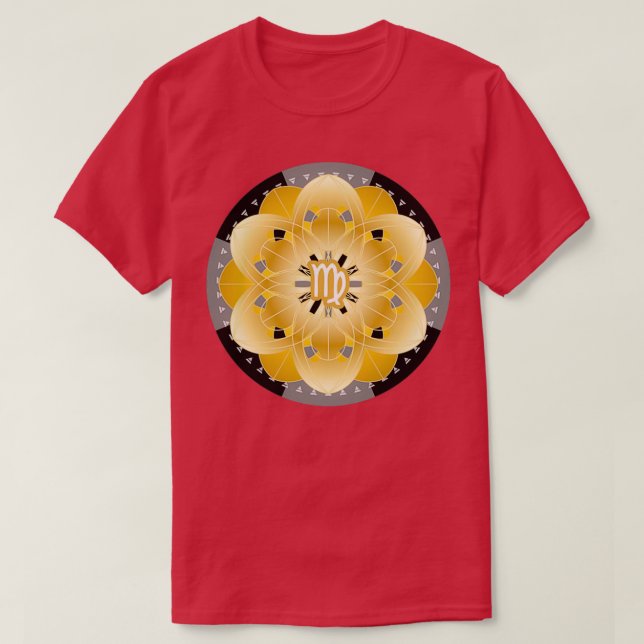Zodiac Mandala VIRGO Black T-Shirt (Design vorne)