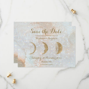 Zodiac Moon Blue Celestial Save the Date Card