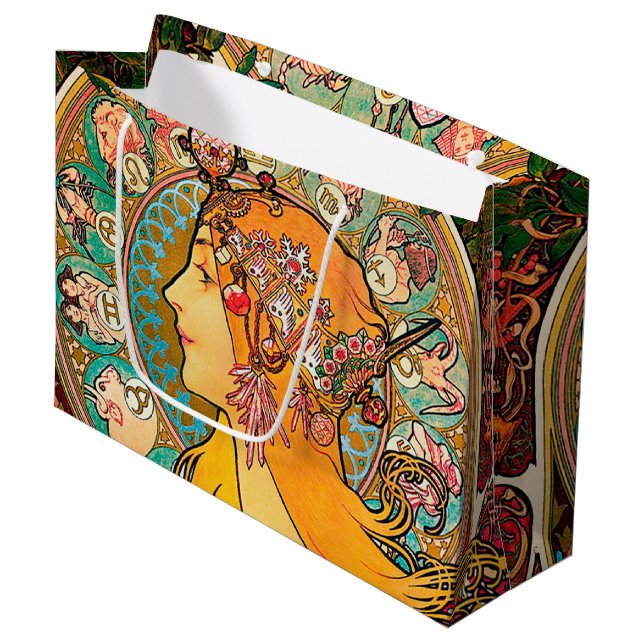 Zodiac, Mucha große Geschenktasche Geschenktüte (Vorderseite Schrägansicht)