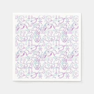 Zodiac Muster. Luminous x4.b, weißes BG Serviette