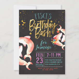 Zodiac Pisces Birthday Einladung