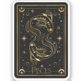 Zodiac Pisces Black & Gold Die Vinyl Sticker