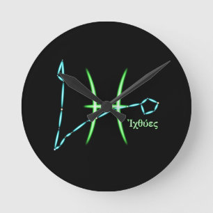 Zodiac Pisces Round Clock Runde Wanduhr