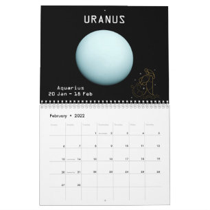 Zodiac Planets Glitzer Star Signs 12-monatige 2021 Kalender