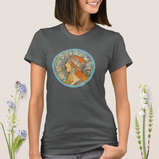 Zodiac Portrait Alphonse Mucha T-Shirt (Von Creator hochgeladen)